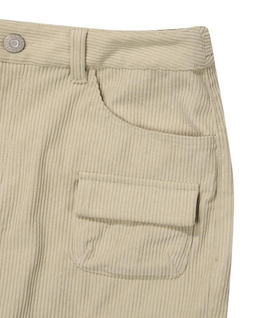 Syupeodeulai W Pocket Wide Corduroy Pants Beige