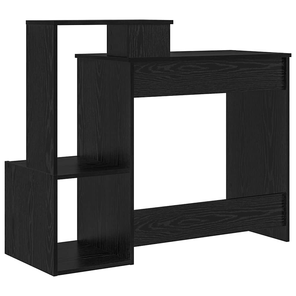Desk with Shelf Black Oak Effect 106 x 41 x 88.5 cm