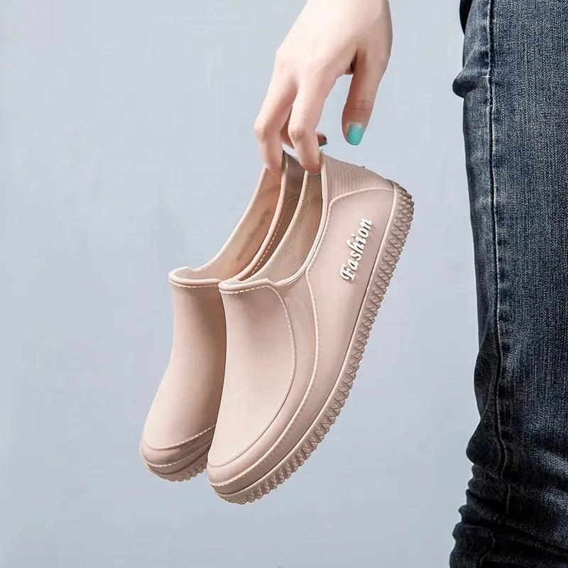 Fashionable Women's Spring and Autumn Rain Shoes, Casual, Lightweight, Waterproof, Non Slip, Kitchen Car Wash Work Rubber Shoes