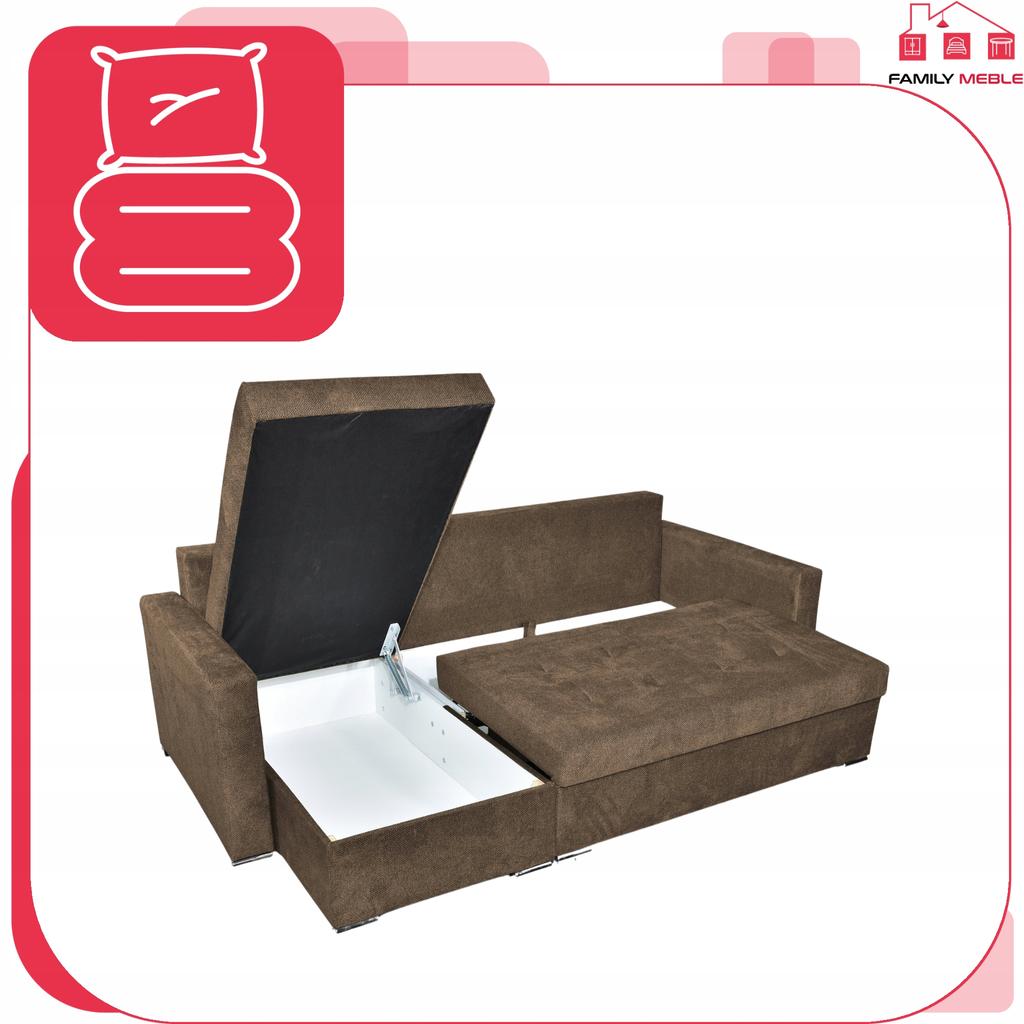 Bella Corner Sofa Bed with Sleeping Function, Corner Sofa, Family Furniture, Brown Velvet