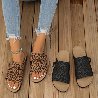 Birkenstock da Donna a Larghezza Larga con Stampa Leopardo, Ciabatte da Esterno in Stile Romano, Pantofole Estive Europee da Donna