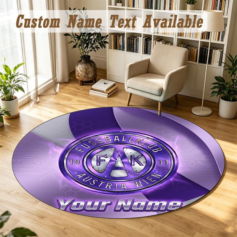 Round Rug Custom NameAustria Wien FC Pattern Non Slip Carpet Home Floor Decor