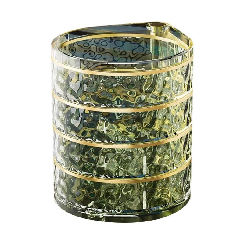 

Clear Spinning Jewelry Box With Multiple Layer Compartments for Earring Ring Storage and Apartment Decoration зелений