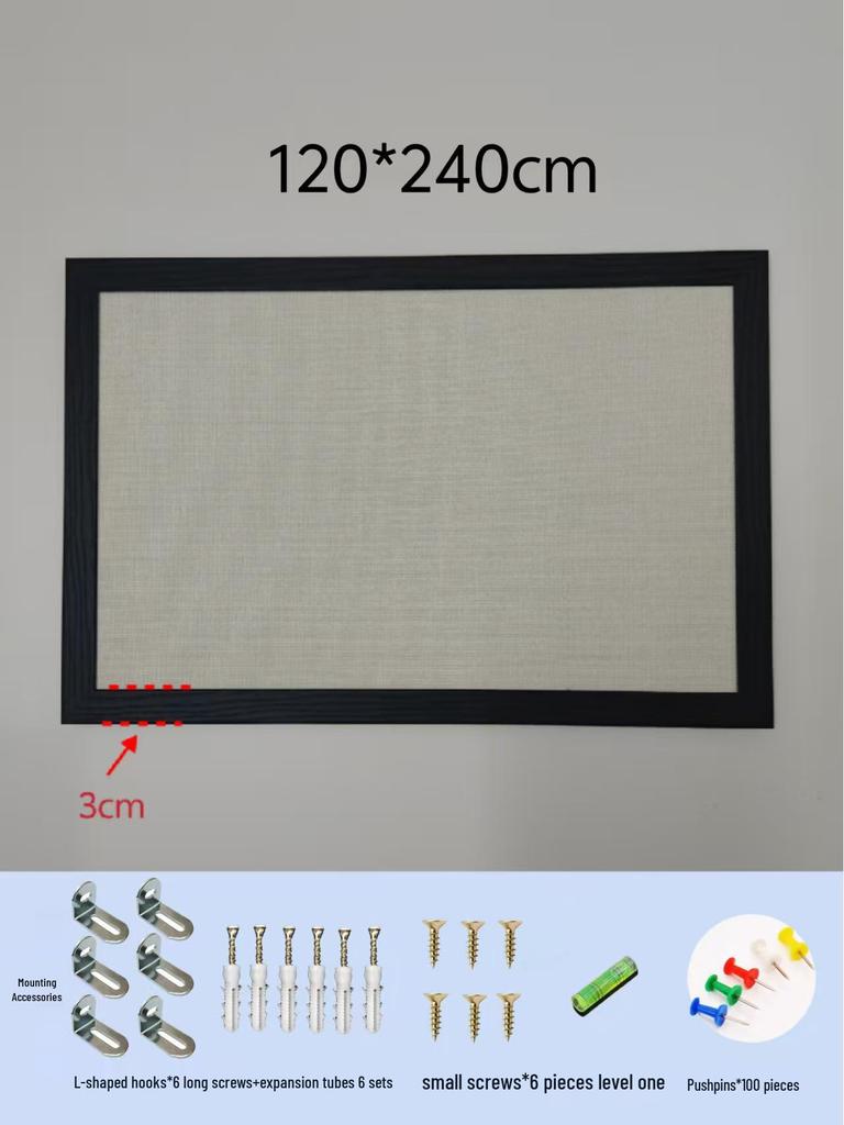 Black Frame Burlap Cork Board: Wall-Mounted Photo & Message Display for Kindergarten Theme