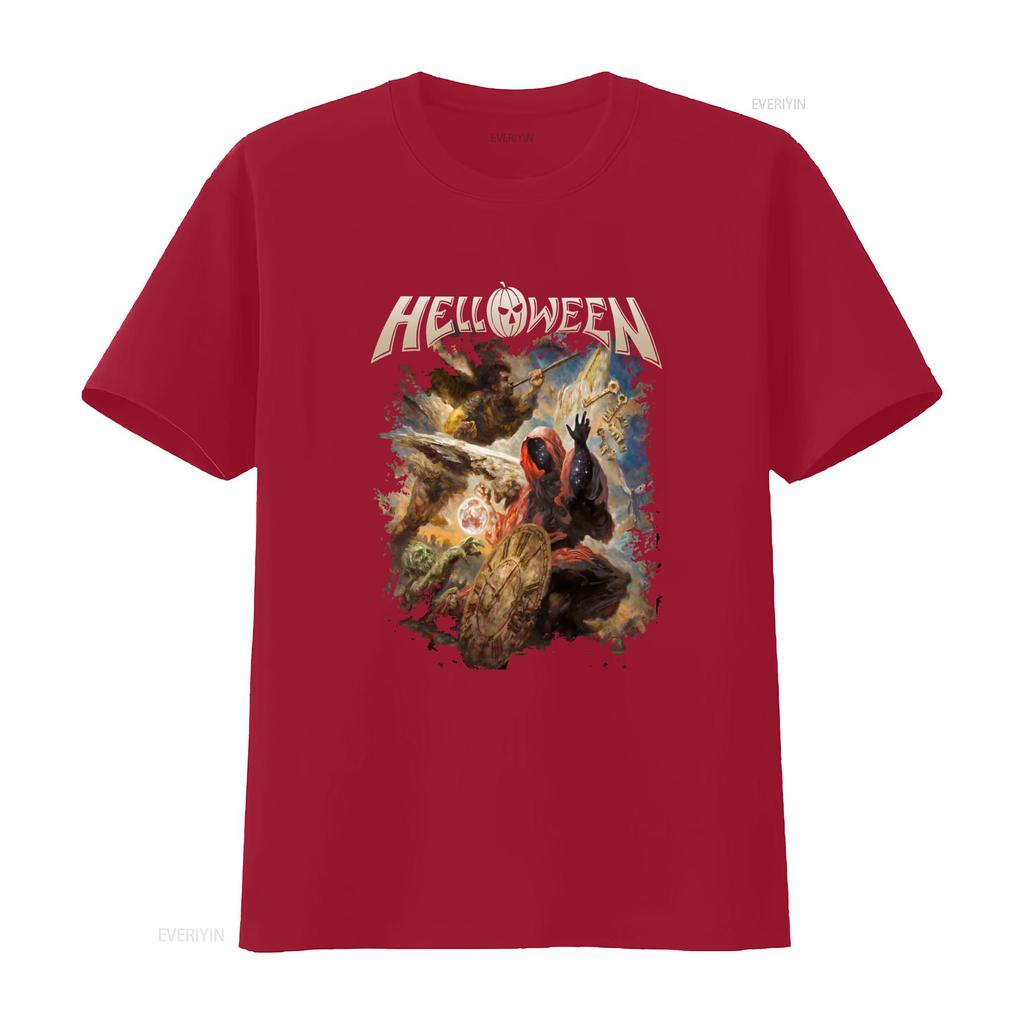 Helloween Album Cover Print Black T Shirt New Official Design for vintage Washed graphic Stylish Versatile Stretched fashion
