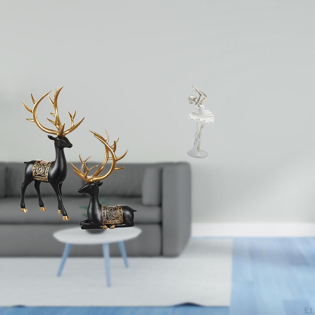 Reindeer Elk Resin Statue And Ballerina Dancing Girl Figurine Creative Modern Art Sculpture for