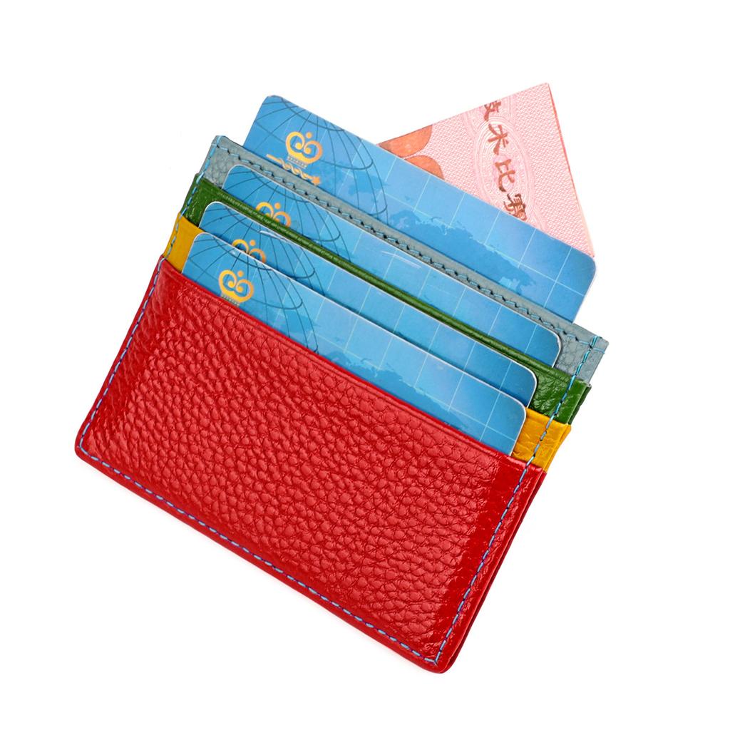 Ultra-thin Unisex Multicolor Card Header Cowhide Multi-Card Slot Mini Wallet-Dark Brown