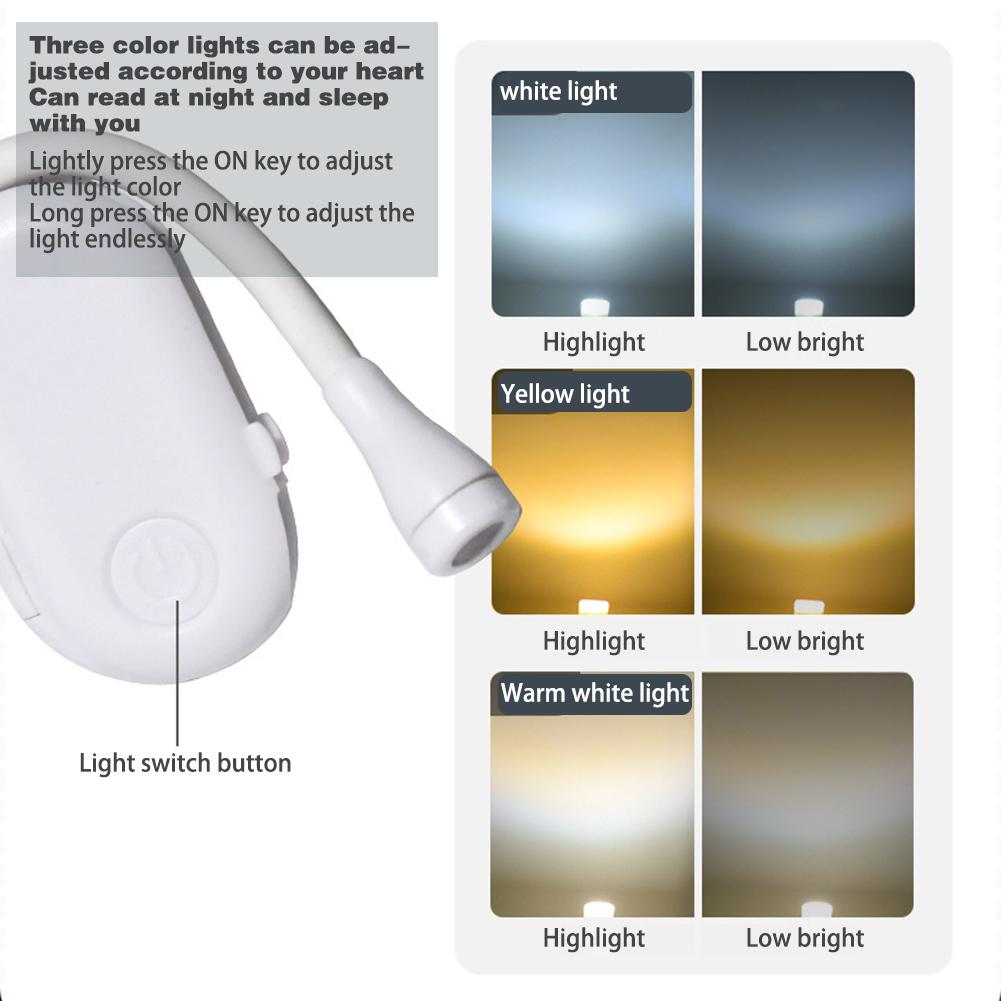 Mini Book Light LED Eye Protection Reading Night Light USB Charging Adjustable Clip-On Study Desk Lamp For Home Bedroom Study