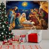 Christmas festive banner featuring the scene of Jesus' birth - polyester fabric suitable for winterzyc