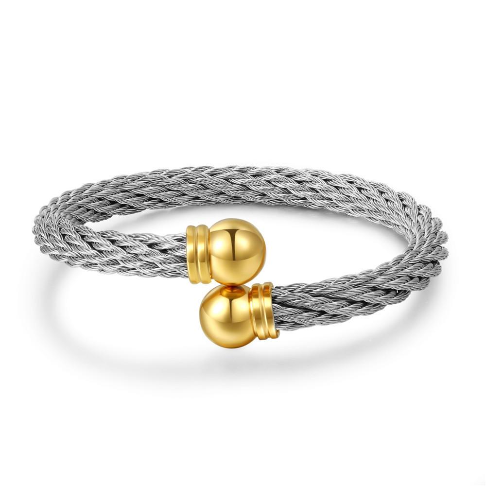 Titanium Steel Geometric Cuff Bracelet With Electroplating For Men Women Fashion Accessory