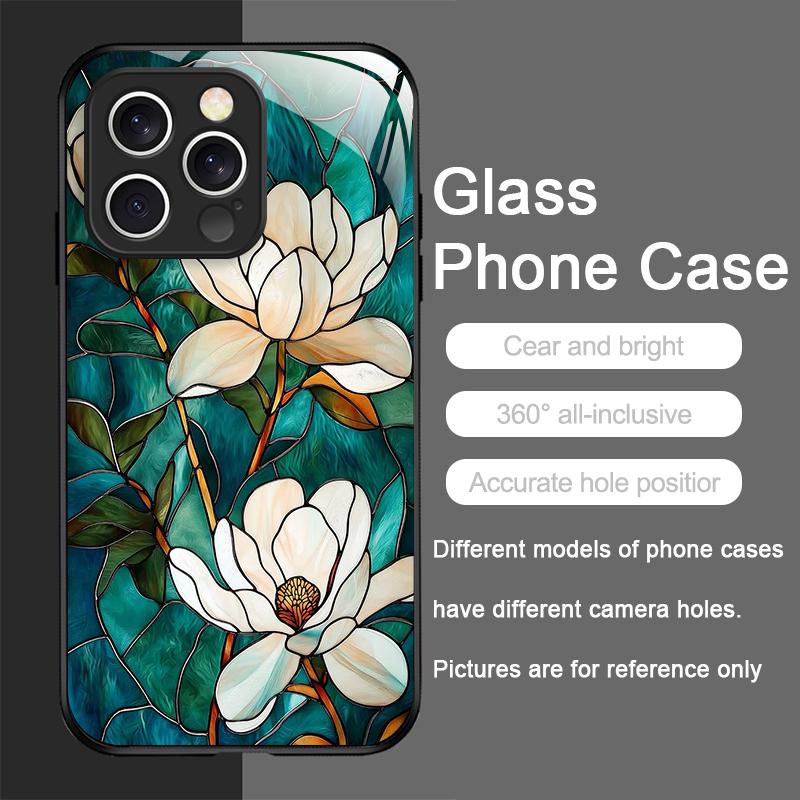 Custodia per Telefono in Vetro Temperato Fiore di Orchidea Loto Fioritura Petali Grandi per IPhone 17 16 Pro Max 15 14 13 12 Mini 11 X XS Plus Copertura
