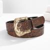 Vyřezávaná spona s kolíkem Pásek na džíny Kalhoty Etnický ražený vzor Pasový pásek Westernové styly PU pásek Ženy Muži Popruh do pasu