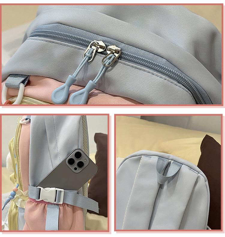 Wasserabweisender, verschleißfester Nylon-Rucksack im koreanischen Stil für High-School-Mädchen