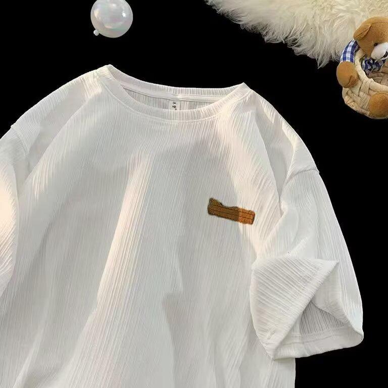 

Мужская одежда больших размеров, ретро, с коротким рукавом, уличная одежда - нейтральный стиль, подростковый свободный крой, американская трендовая. L белый