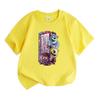 Kids Boys Girls 100% Cotton Crew Neck Short Sleeve T-Shirt, Cute Monster Door Cartoon Print Casual Summer Tees for Children Everyday Wear Lightweight