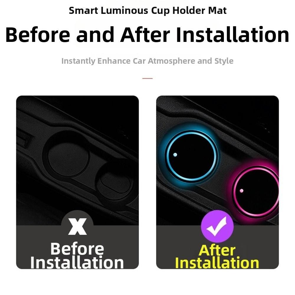 Anti Slip Colorful Cup Holder USB Charging Car Interior Lighting Cup Mats  Auto
