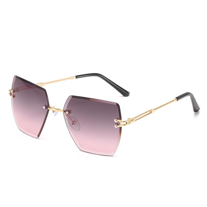 Box Trimmed Sunglasses Metal Rimless Glasses Frame Trendy Uv Protection Sunglasses Women
