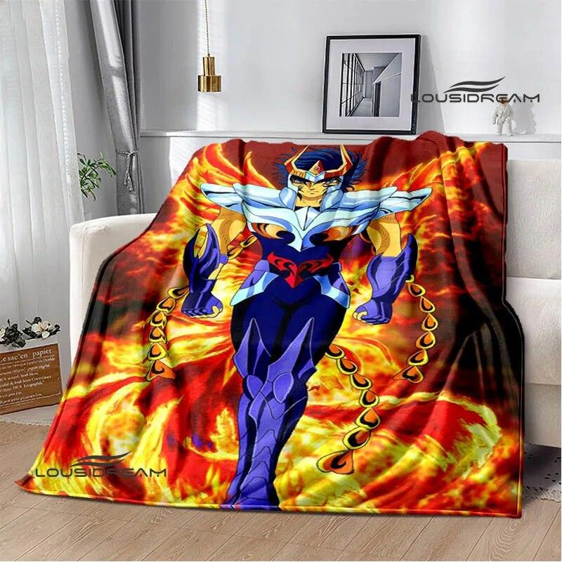 Knights of the Zodiac Cartoon Printed Blanket Flannel Warm Blanket Soft and Comfortable Blanket Bed Linings Birthday Gift