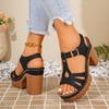 European & American Style Chunky Heel Roman Sandals, Plus Size, Open Toe Summer Collection