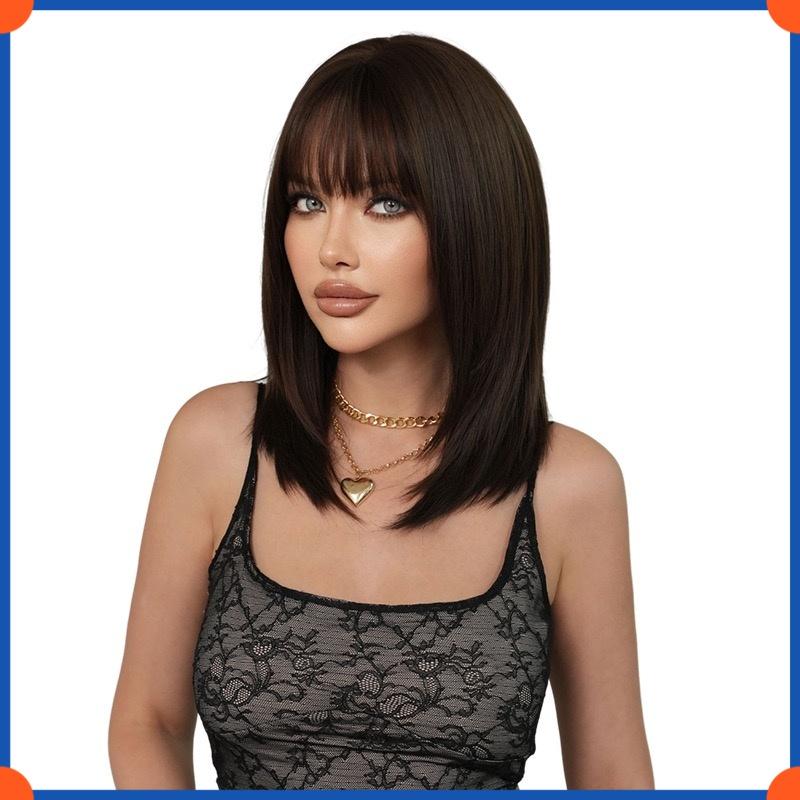 

2025 Европейская Мода Прямой Парик Для Женщин Коричневый коричневый