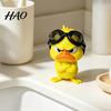 Detachable Goggle Duck Figurine Funny Angry Figurine, Cute Yellow Desk Decoration, Little Standing Decorative Ornament for Shelf with Goggles