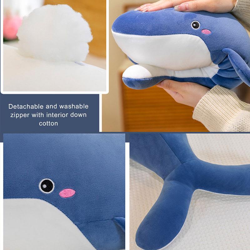 55cm Giant Washable Soft Stuffed Plush Whale Toys Ocean Animal Doll Giant Whale Plushie For Children Birthday for Kids Gifts