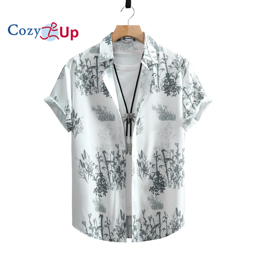 Cămașă hawaiană cu model de bambus, cămașă cu mânecă scurtă pentru bărbați, ocazional, cu imprimeu, pentru vacanță pe plajă de vară