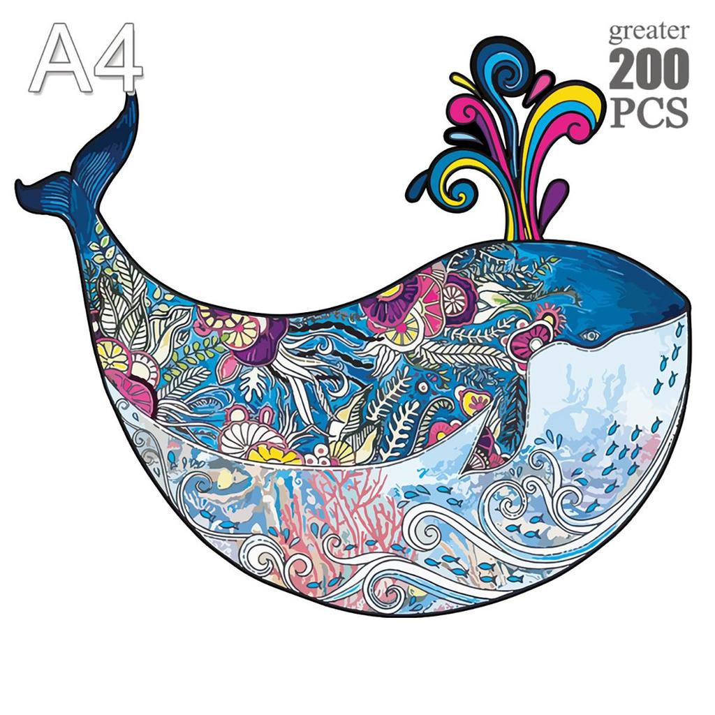 Whale 3d Jigsaw Wooden Animal Puzzles Toys Underwater World Fish Unique Puzzle Gift Interactive Games Educational Toy