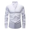 Herren Langarm Freizeit Hemd Einfarbig Slim Fit Button-Down Hemd mit Klassischem Kragen