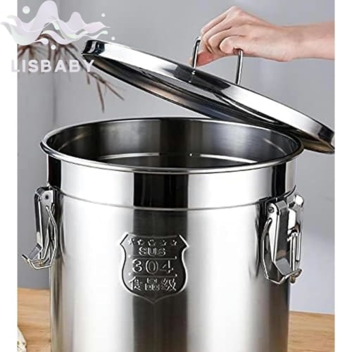 Large-Capacity Rice Storage Container, Stainless Steel, lisBaby Airtight Rice Container, Stylish SUS304 Stainless Steel, Keeps Rice Fresh, Insect-Proo