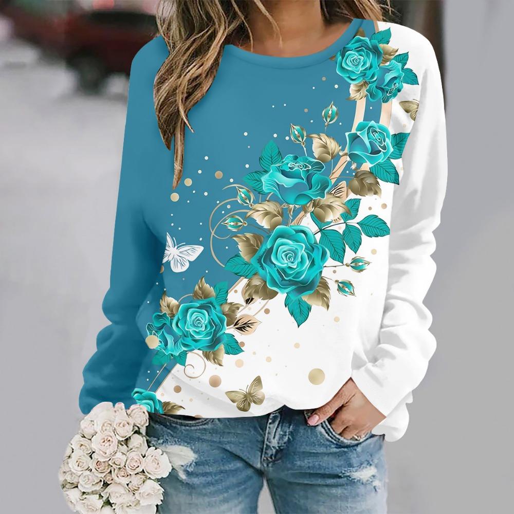 2025  Autumn and Winter New Fashion Round Neck Long Sleeve Printed Elegant Casual Loose Hoodie