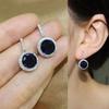 Royal Blue Zircon Oval Earrings Fashionable High-End Design Accessories for Banquets Personalized Simple Zircon