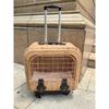Tragbare Katzentransportbox Stilvoller Haustier-Rollkoffer Große Kapazität Geflochtene Haustier-Reise-Atmungsaktive Trolley-Box für Katzen & Kleine Hunde