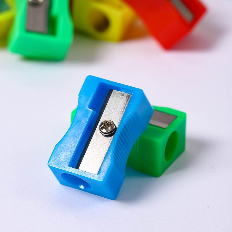 20Pcs Portable Simple Mini Colored Single Hole Rectangular Plastic Pencil Sharpener Student Children Stationery School Supplie