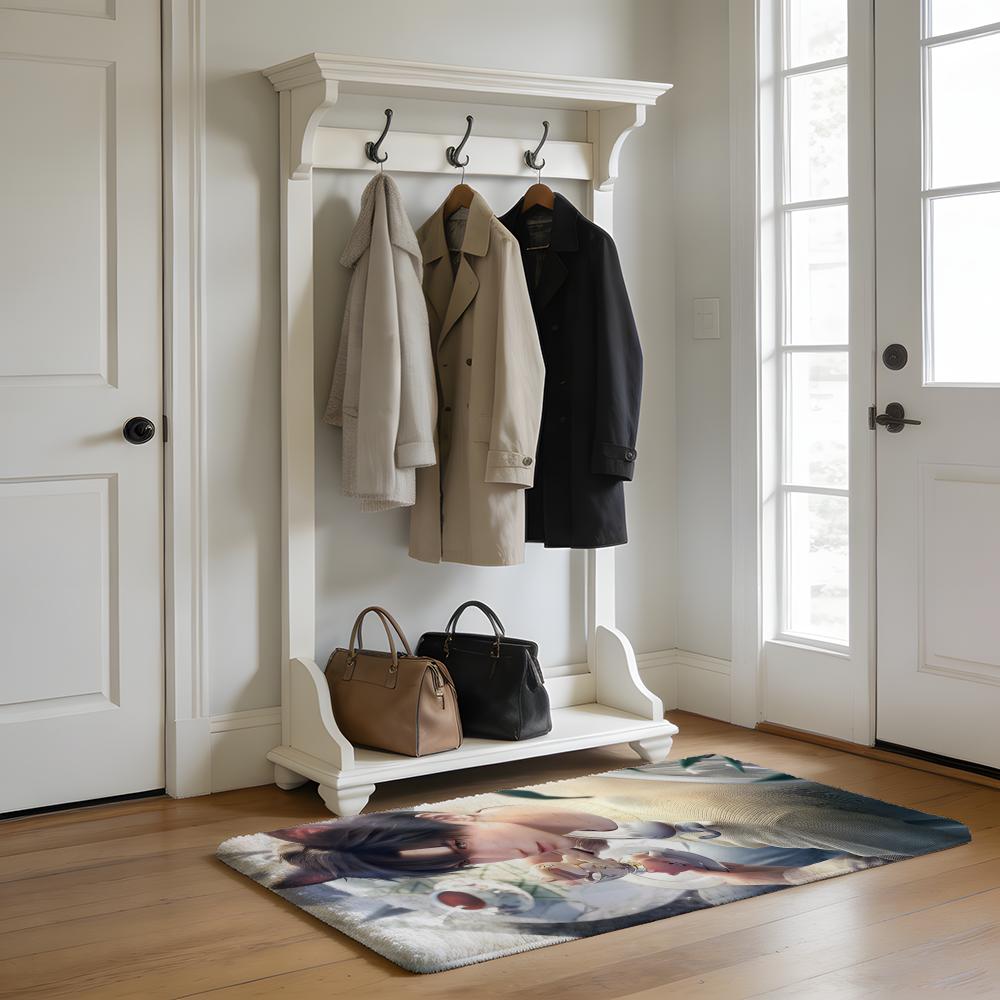 Floor Mat Soft Flannel Rug Non-Slip Absorbent Mat for Bathroom Bedroom Home Decor Z-Zayne Deepspace Love