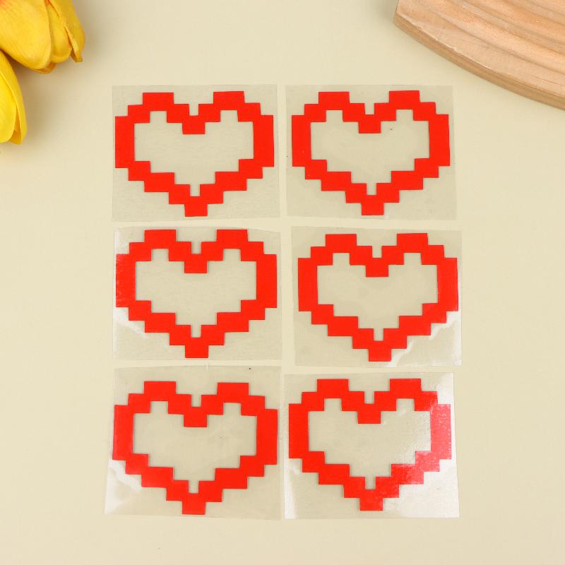 6Pcs Mosaic Heart-Shaped Pixel Heart-Shaped Car Window Decoration Waterproof Headlight And Taillight Decoration Stickers