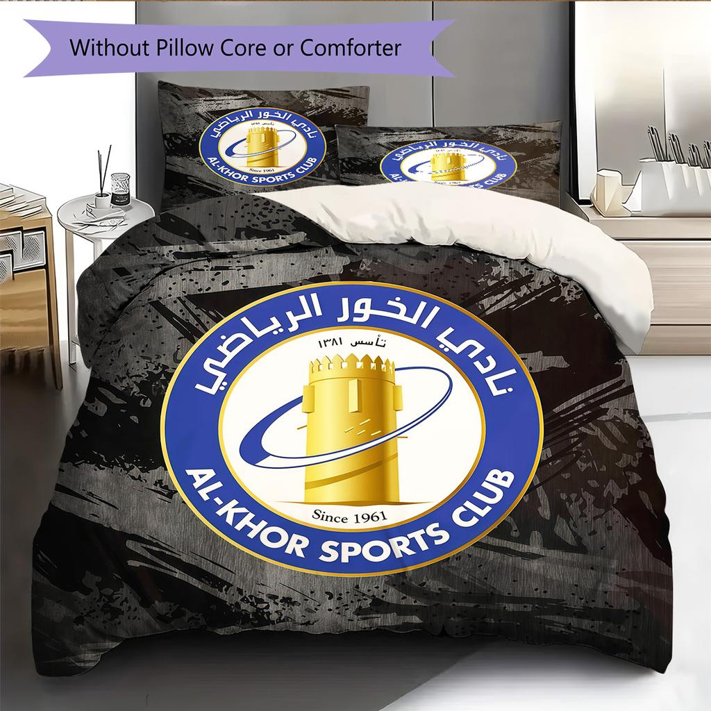 Al‑Khor Sports Club Pattern Bedding Quilt Set Home Decoration Gift (1 * duvet cover + 2 * pillowcase without core)