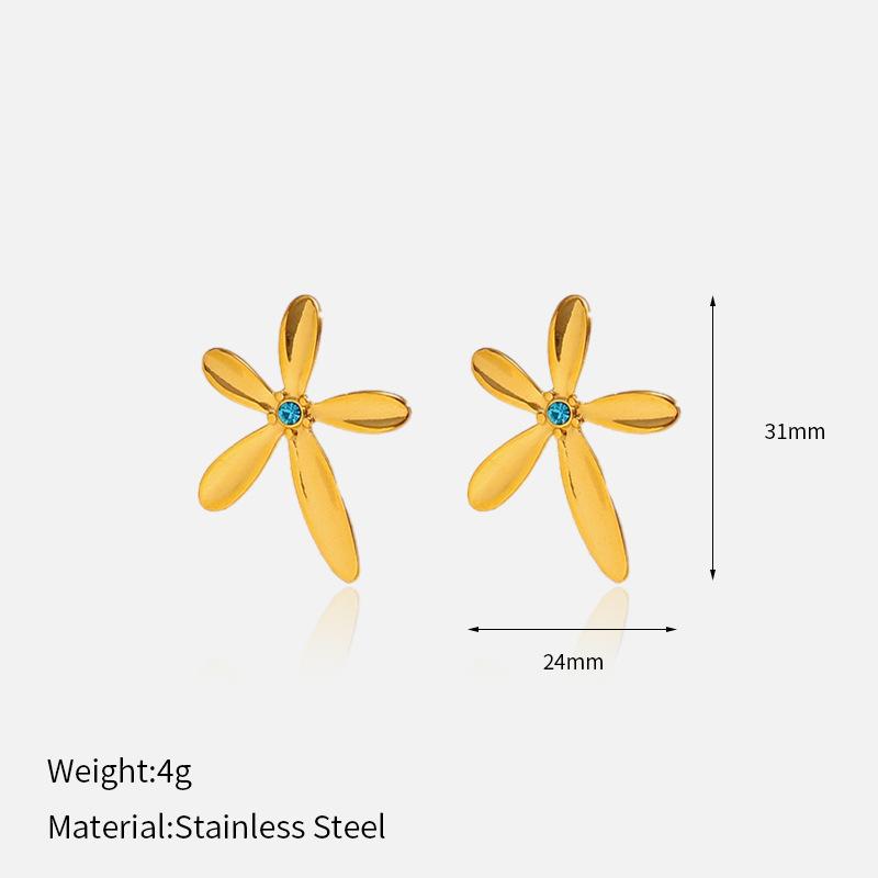 European and American INS fashion titanium steel earrings, vintage creative 18K gold-plated stainless steel stud round earrings