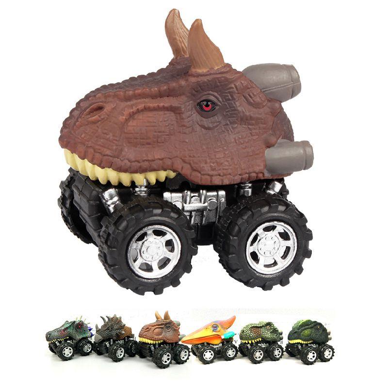 Set Of 6 Dinosaur Model Boomerang Cars Vibrant Mini Toy Gift For Kids