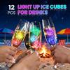 12 Adet LED Işıklı Sıvı Aktifleşen Renk Değiştiren Buz Küpleri Çok Renkli 7 Renkli LED Buz Küpleri Gıda Sınıfı Parti Düğün Bar İçecek Işıkları