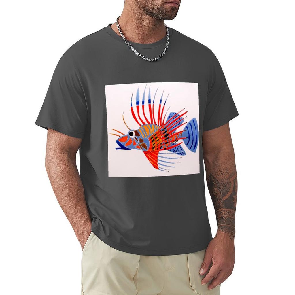 Lion Fish T-Shirt Heavyweights Plain Short Sleeve Tee Vintage T Shirts Men T Shirt