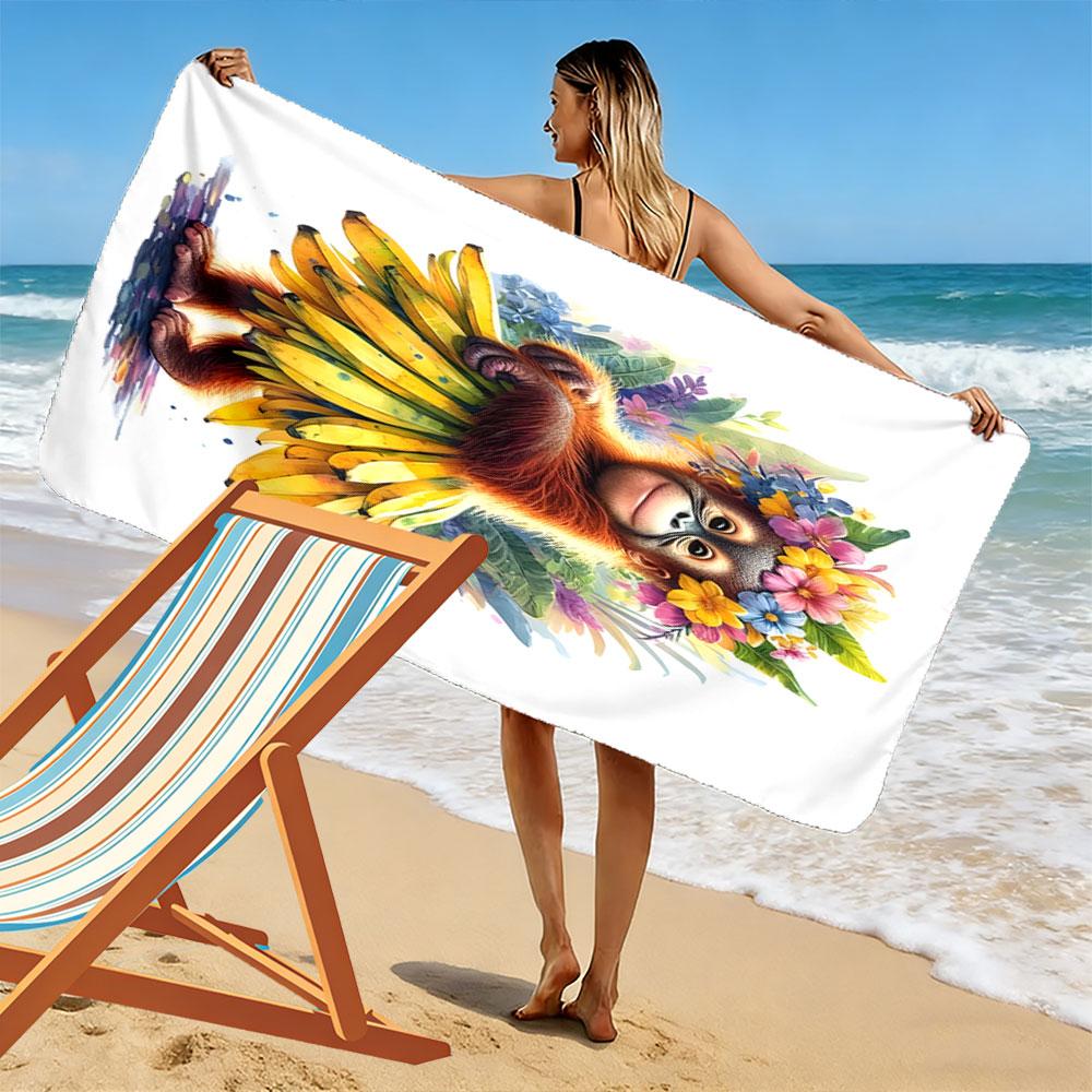 Tropical Banana Dancer Print Beach Towel, Quick Drying, Suitable for Travel, Outdoor Sports, Jogging, the Beach and Swimming, Gift