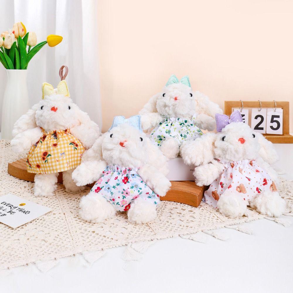 Rabbit Doll Plush Rabbit Keychain Bowknot Car Key Ring Creative Drooping Ear Rabbit Pendant  Gifts