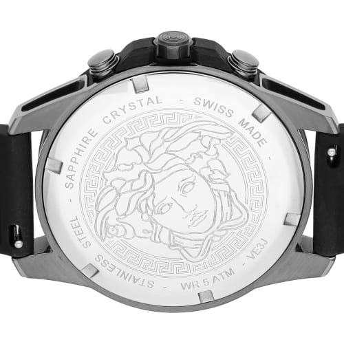 Versace GRECA ACTION CHRONO Watch, VE3J00322, Men's, Yellow, Black Dial, Stainless Steel, Sapphire Crystal, Quartz Movement, 45mm, Swiss Made