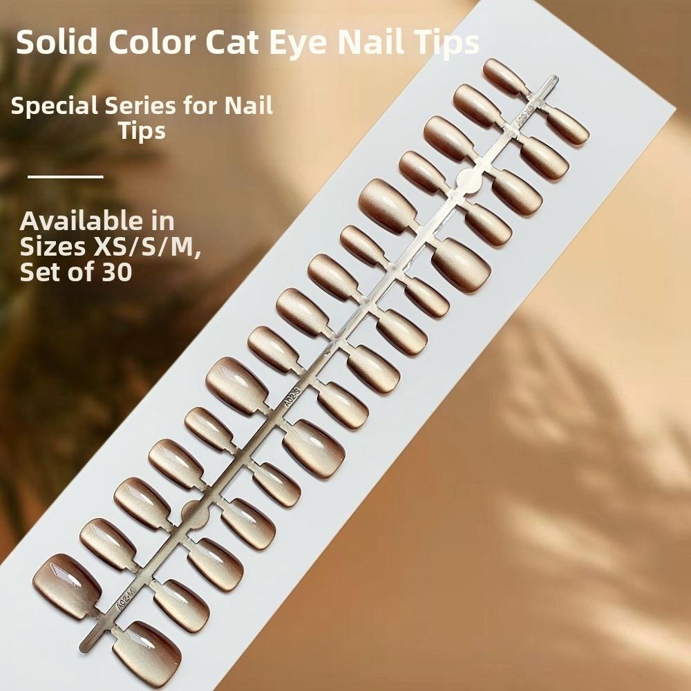 30Pcs Cat's Eye Press On Nails Full Cover Nail Tips Popular Press On Fake Nails for Nail Art