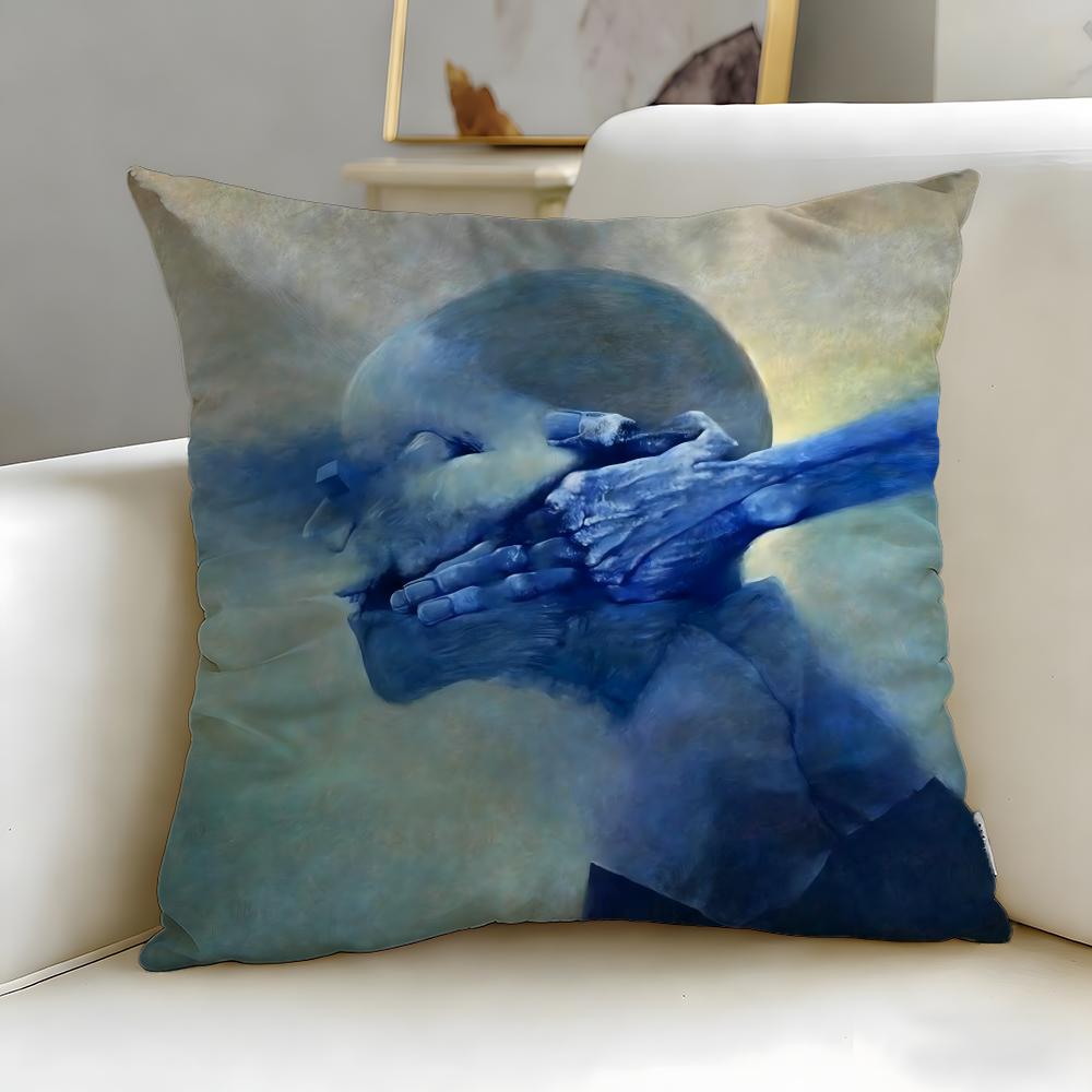 classic painter Zdzislaw Beksinski Cushion Cover Soft EasyWash Pillow Case Versatile for Couch Bed Travel and Office