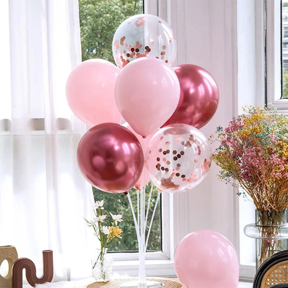 Runtow 1set Birthday Balloon Stand Kit, Balloon Stand With Base And Pole For Wedding Birthday Party Decoration
