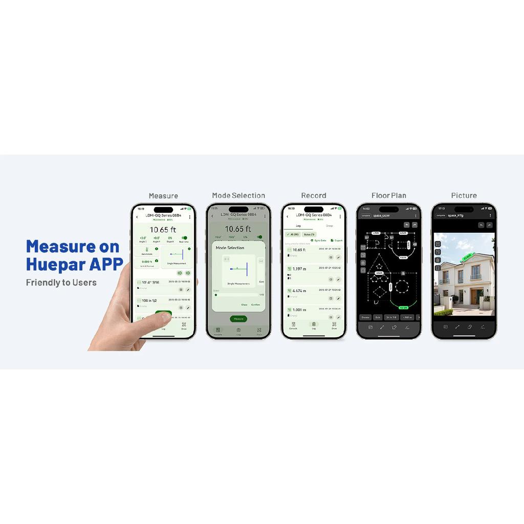Huepar Pro SW-150GQ Laser Measuring Tool IP68 P2P Technology Laser distance meter  Laser Measure with Camera & Bluetooth