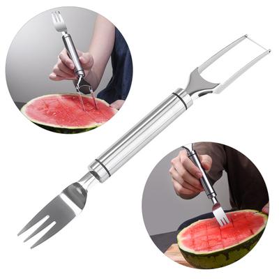 Watermelon Fork Slicer 2-in-1 Cutting Tool Reusable Professional Manual Slicing Stainless