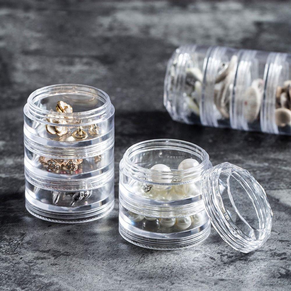 Plastic Portable with Cover for Bracelet Earrings Round Clear Eye Cream Box Jewelry Storage Box Makeup Organizer Face Cream Box